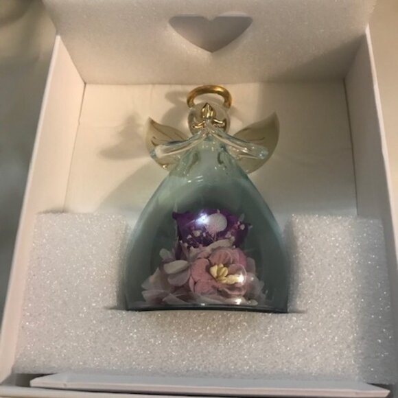 Beautiful Angel Purple Rose Figurine by ANLUNOB. The Only Eternal Rose. - Picture 1 of 6